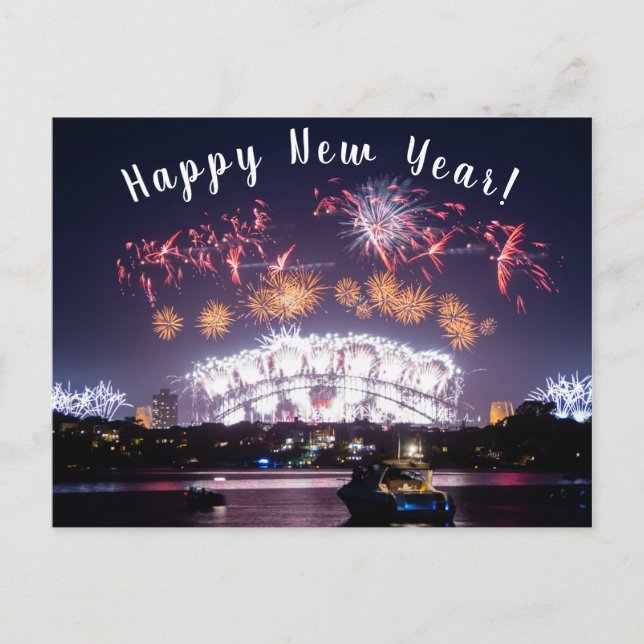 Australia Sydney Harbour Bridge Fireworks NYE Postcard (Front)
