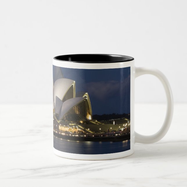Australia, Sydney. Opera House at night on Two-Tone Coffee Mug (Right)
