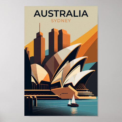 Australia Sydney Opera Vintage Travel Poster