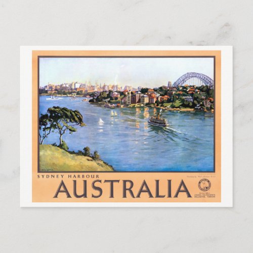 Australia Sydney Restored Vintage Travel Poster Postcard