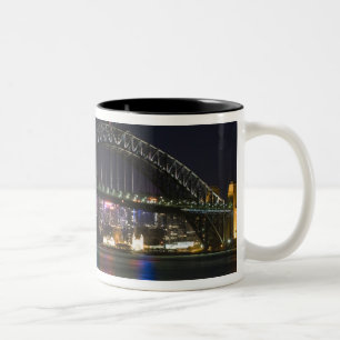 Australia, Sydney. Sydney harbor at night. Two-Tone Coffee Mug