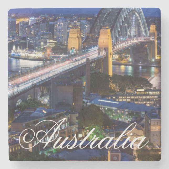Australia, Sydney, The Rocks area, Sydney Harbor Stone Coaster (Front)