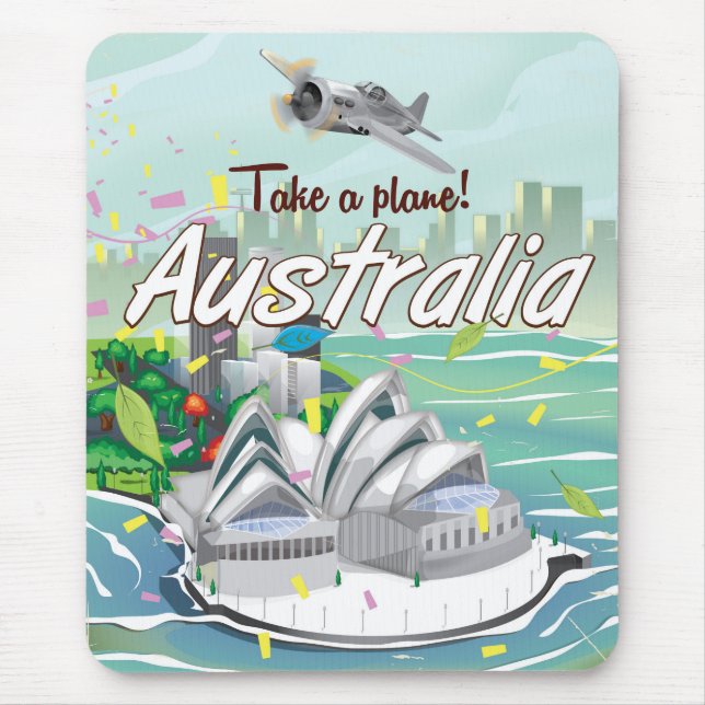 Australia Sydney vintage travel poster Mouse Pad (Front)
