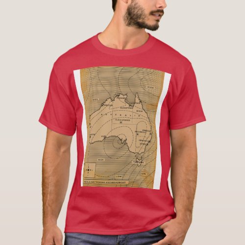 Australia Tasmania vintage weather map T_Shirt