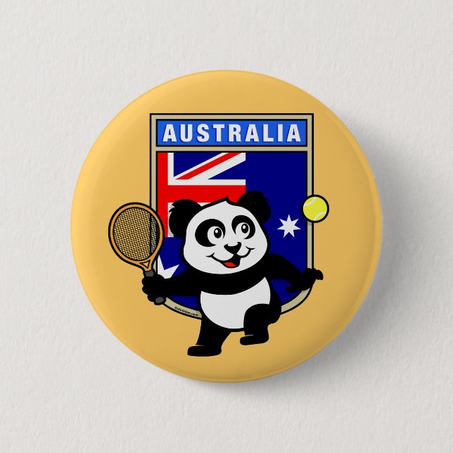 Australia Tennis Panda Pinback Button (Front)