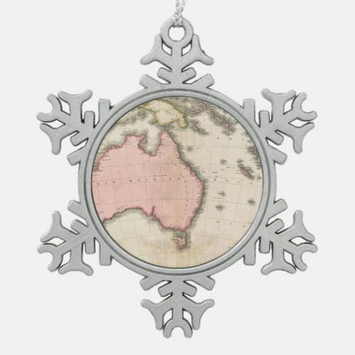 Australia  the South West Pacific Snowflake Pewter Christmas Ornament