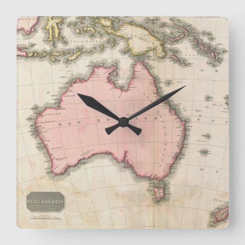 Australia  the South West Pacific Square Wall Clock