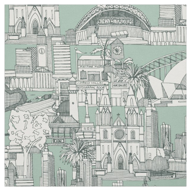 Australia toile de jouy balsam duck egg fabric (Swatch)