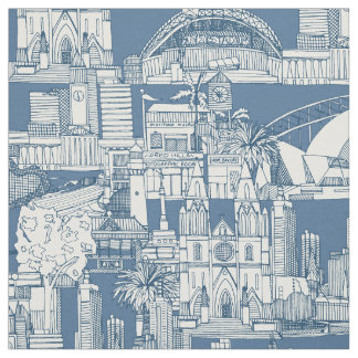 Australia toile de jouy cobalt denim fabric
