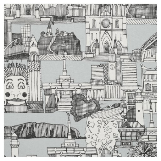 AUSTRALIA toile de jouy monochrome Fabric
