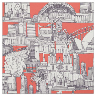 Australia toile de jouy mulberry red fabric