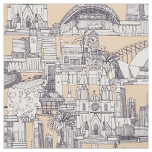 Australia toile de jouy mulberry sand fabric