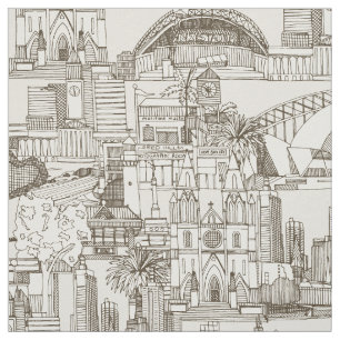 Australia toile de jouy tea strong white fabric