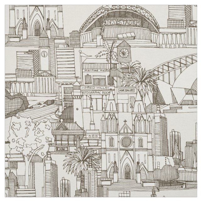 Australia toile de jouy tea strong white fabric (Swatch)