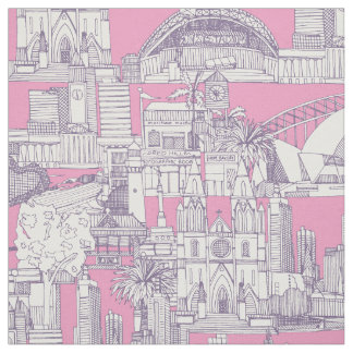 Australia toile de jouy violet pastel magenta fabric