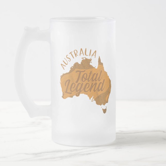 AUSTRALIA: TOTAL LEGEND FROSTED GLASS BEER MUG (Left)