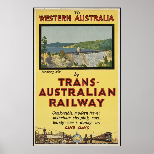 Australia Train Vintage Travel Poster Ad Retro (Front)