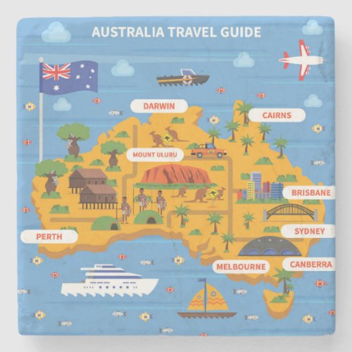Australia Travel Guide Poster Stone Coaster