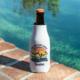 Australia Trip Cute Kangaroo Sunset Custom Bottle Cooler