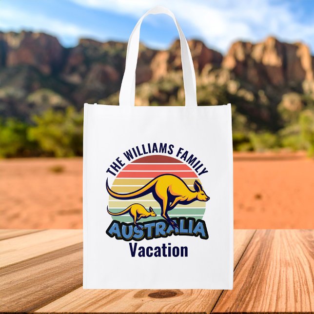 Australia Trip Cute Kangaroo Sunset Custom Grocery Bag (Creator Uploaded)