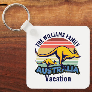 Australia Trip Cute Kangaroo Sunset Custom Keychain