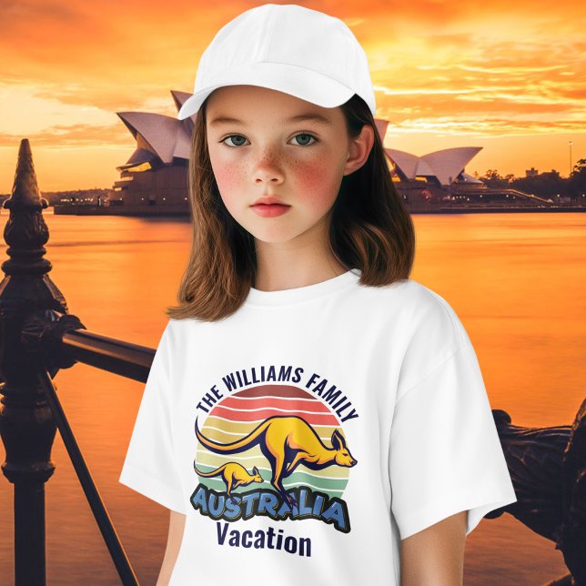 Australia Trip Cute Kangaroo Sunset Custom Kids T-Shirt (Creator Uploaded)