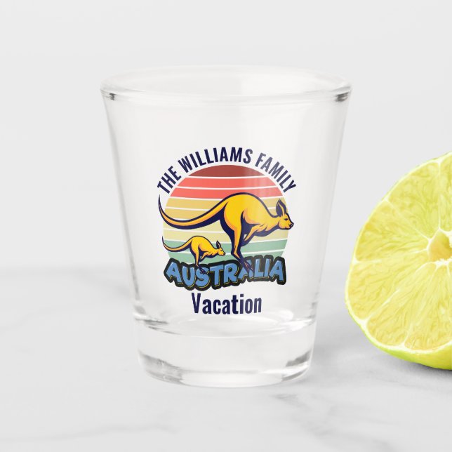 Australia Trip Cute Kangaroo Sunset Custom Shot Glass (Front)