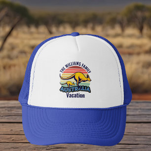 Australia Trip Cute Kangaroo Sunset Custom Trucker Hat