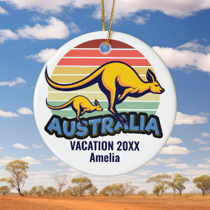 Australia Trip Kangaroo Sunset Souvenir Christmas Ceramic Ornament