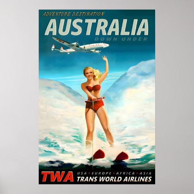 Australia TWA Trans World Airlines Poster New (Front)