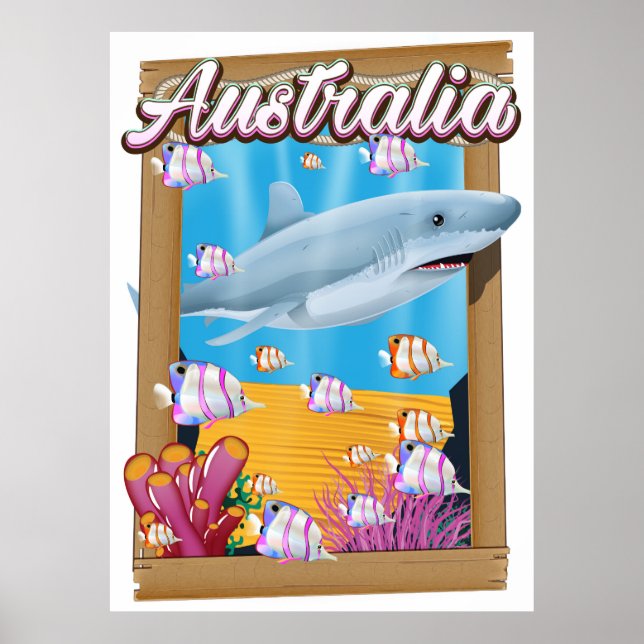 Australia Underwater shark travel poster (Front)