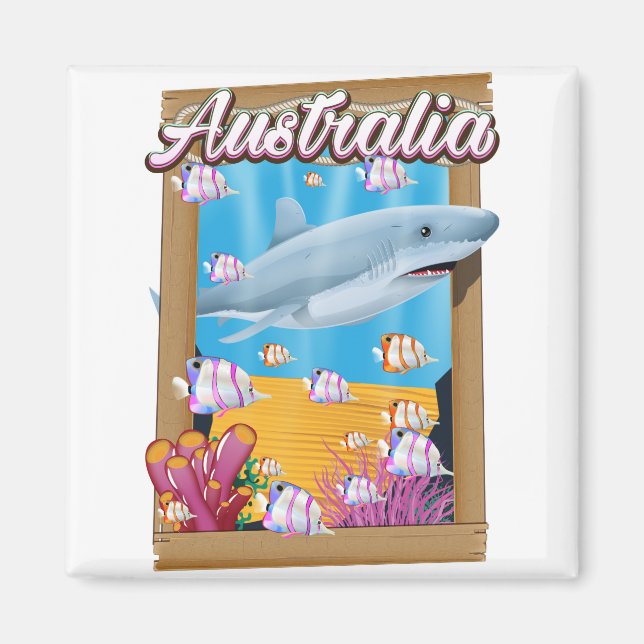Australia Underwater shark travel poster Magnet (Front)