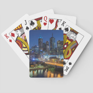 Australia, Victoria, Melbourne, skyline with Poker Cards