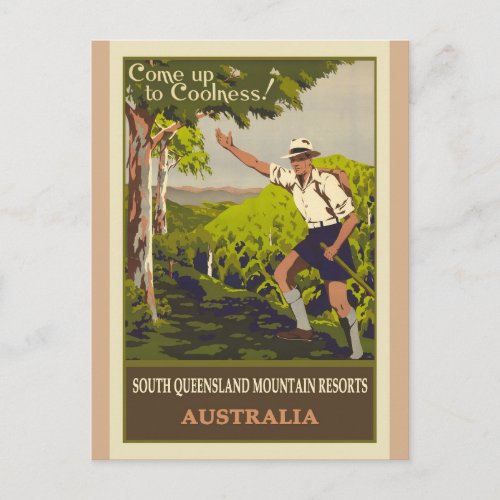 Australia Vintage Mountain Travel Poster Postcard