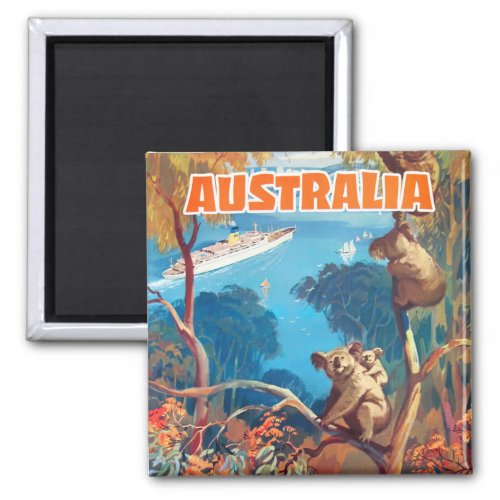 Australia vintage travel magnet