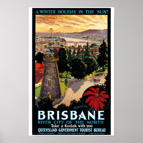 Australia Vintage Travel Poster Restored