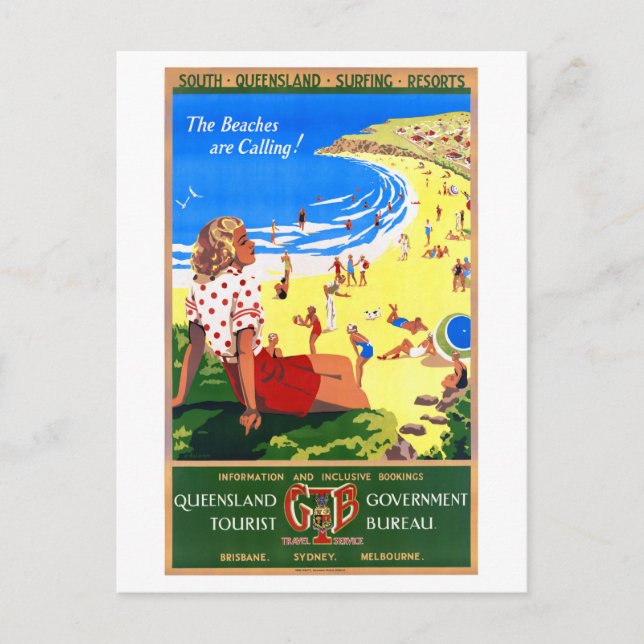 Australia Vintage Travel Poster Restored Postcard (Front)