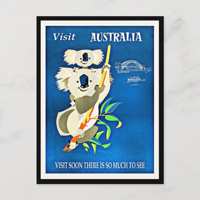 Australia - Visit Australia, vintage illustration Postcard (Front)