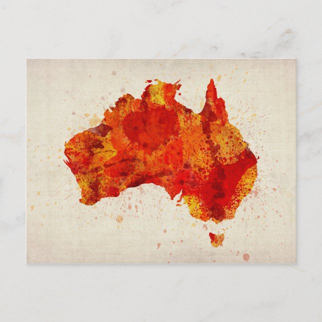 Australia Watercolor Map Art Print Postcard (Front)