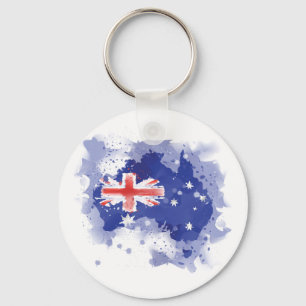 Australia Watercolor Map Keychain