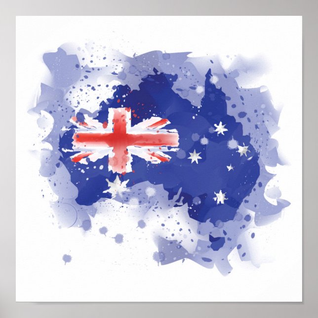 Australia Watercolor Map Poster (Front)