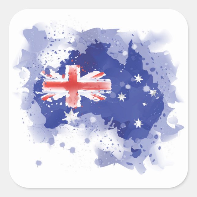 Australia Watercolor Map Square Sticker (Front)