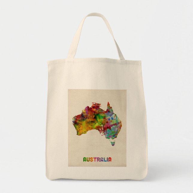 Australia Watercolor Map Tote Bag (Front)