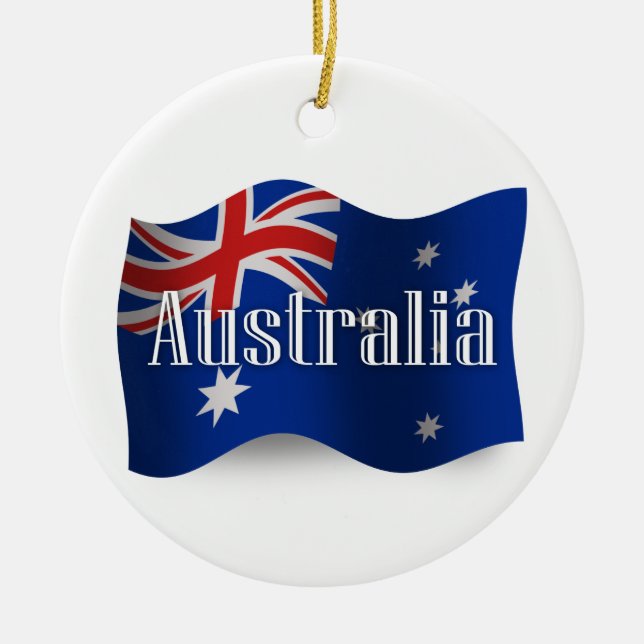 Australia Waving Flag Ceramic Ornament (Front)