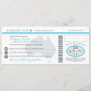 Australia Wedding Boarding Pass Invitation