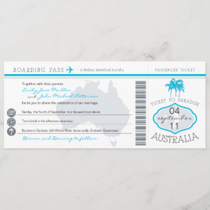 Australia Wedding Boarding Pass Invitation