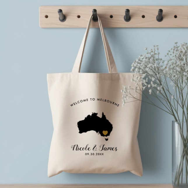 Australia Wedding Welcome Bag, Black & Gold Tote Bag (Creator Uploaded)