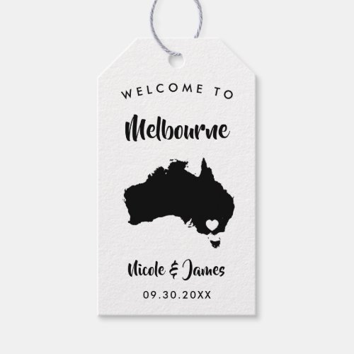 Australia Wedding Welcome Bag Tags Map Gift Tags