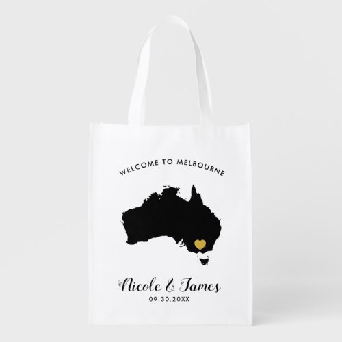 Australia Wedding Welcome Bag Tote Black and Gold