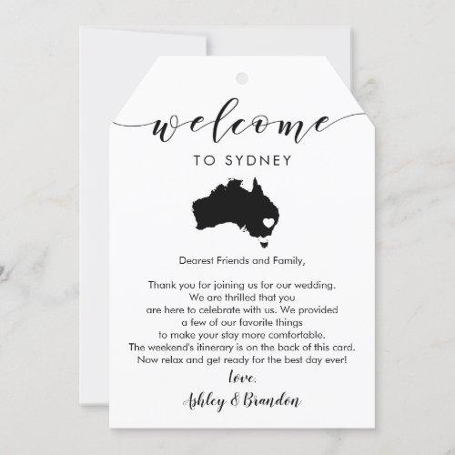 Australia Wedding Welcome Tag Letter Itinerary